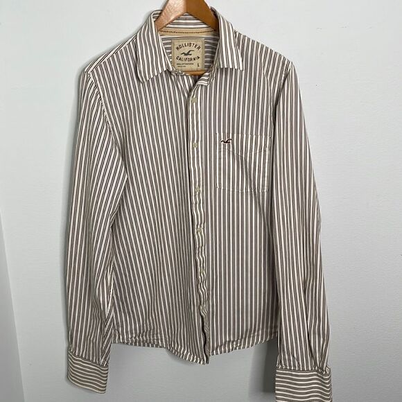 Hollister cotton long sleeve button up casual shirt.  Size Large. - Picture 1 of 4